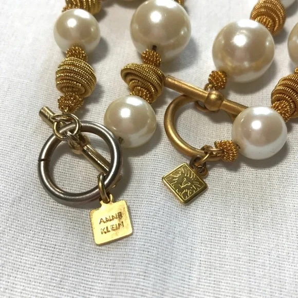 Anne Klein gold and pearl necklace and bracelet set - Picture 4 of 5